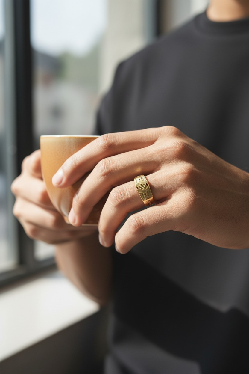 AURMEN ROYAL GEOMETRIC GOLD MEN'S RING