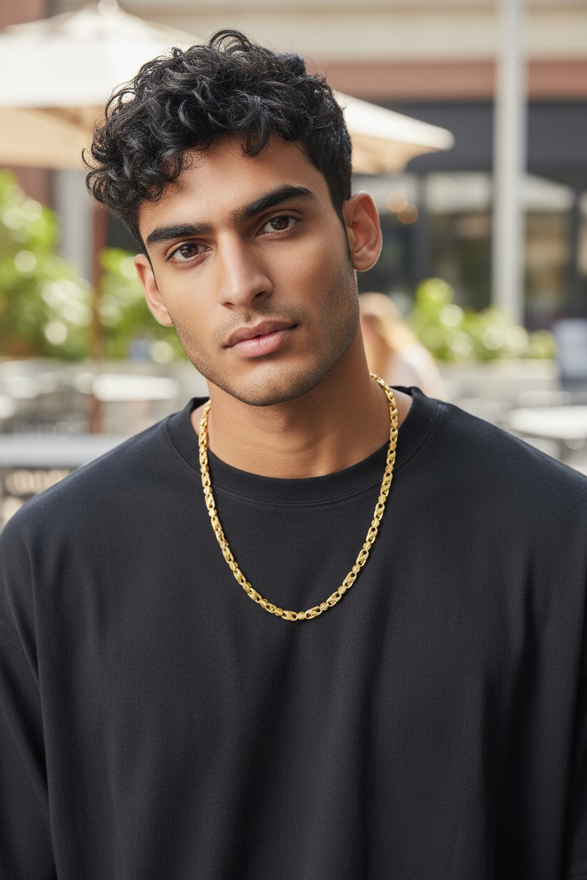 LIGHTWEIGHT DESIGNER LINK MICRO GOLD MEN'S CHAIN