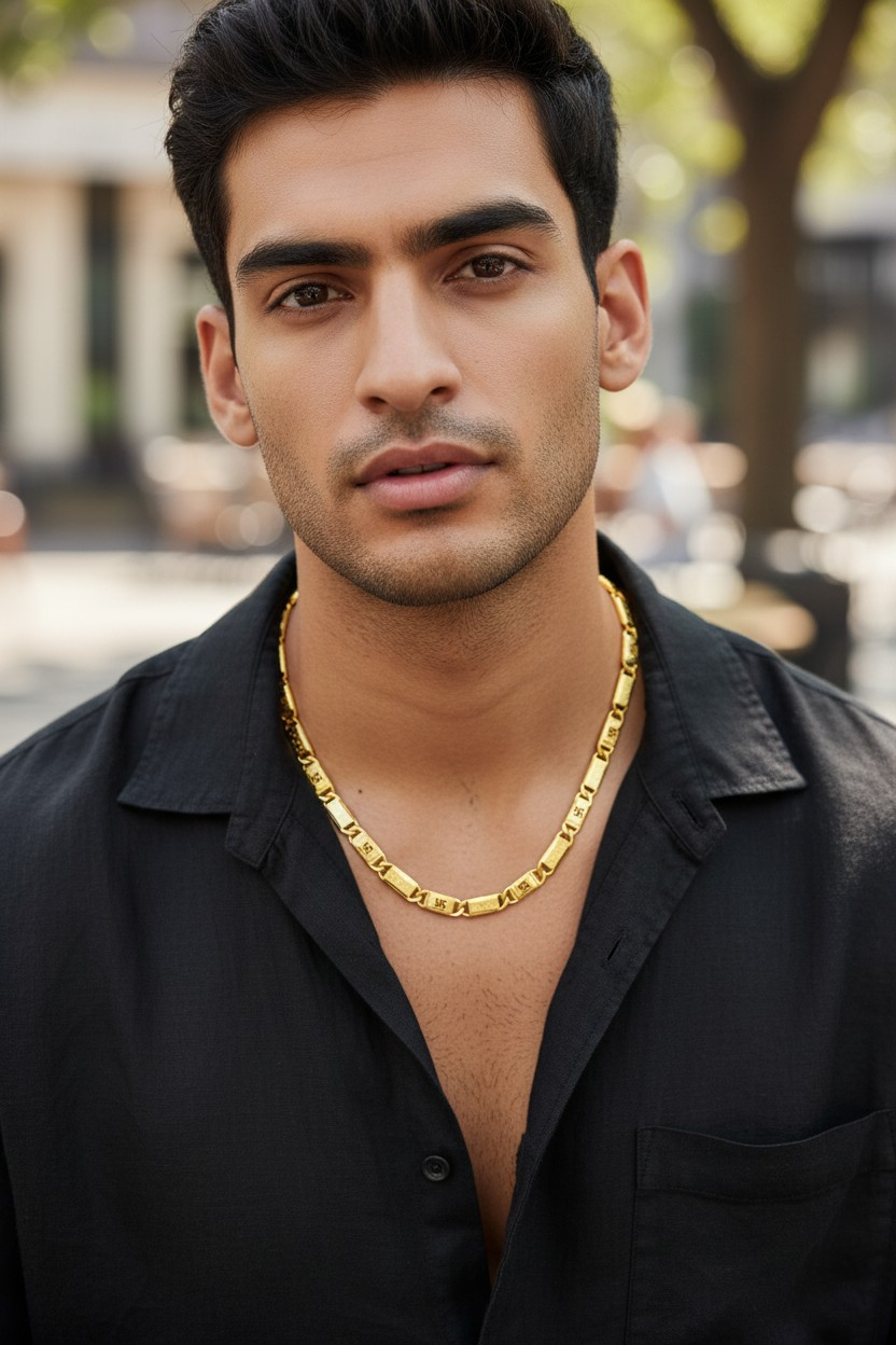 AUSPICIOUS SWASTIK ENGRAVED MEN’S GOLD CHAIN