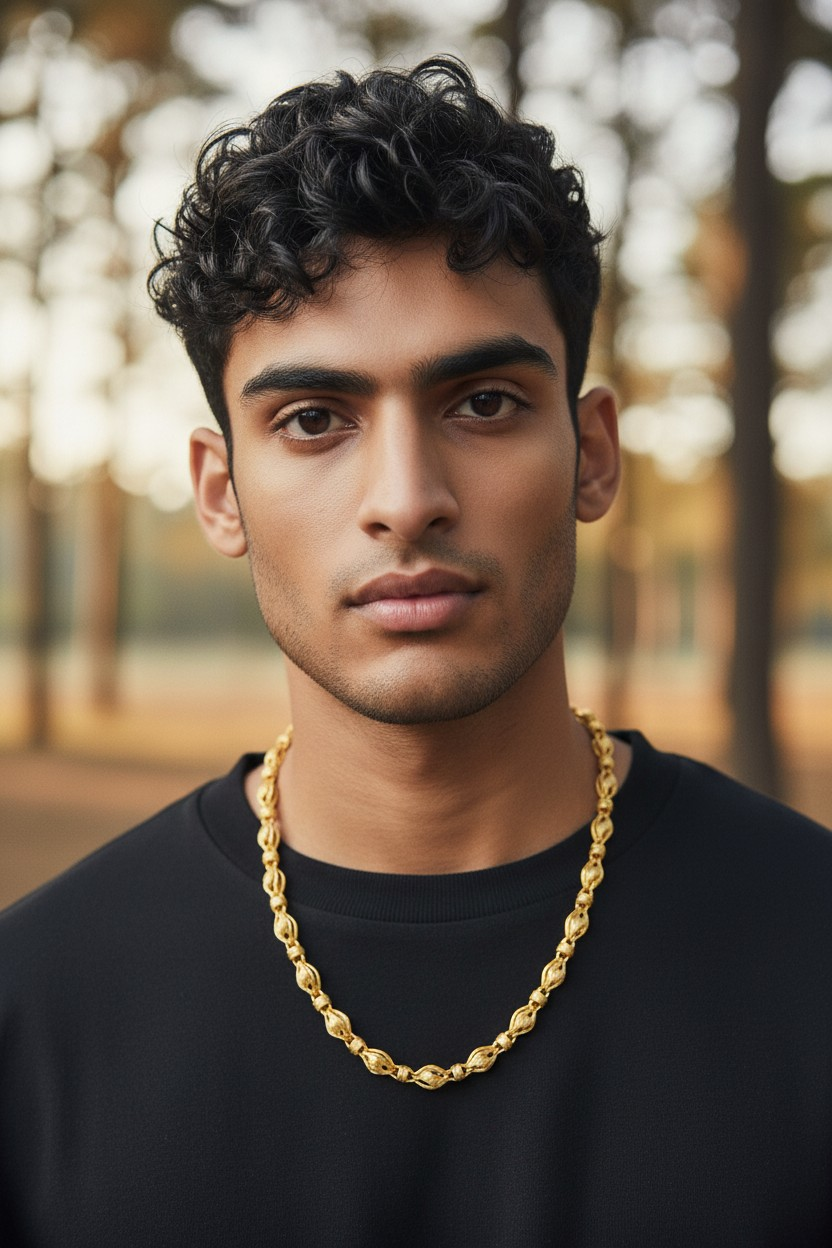ROYAL INFINITY WEAVE MICRO GOLD PLATED CHAIN FOR MEN | PREMIUM BRASS WEAVE CHAIN