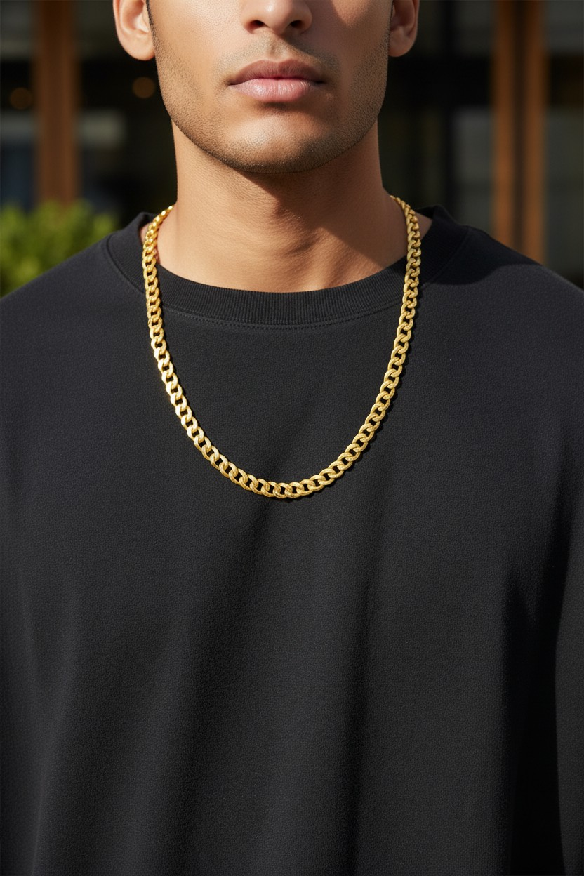 CLASSIC CUBAN LINK MICRO GOLD PLATED CHAIN FOR MEN | PREMIUM BRASS CUBAN LINK CHAIN