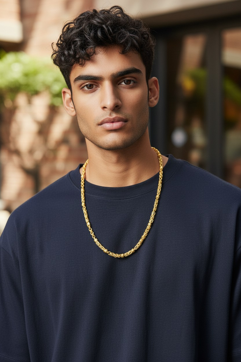 IMPERIAL VORTEX WEAVE MICRO GOLD PLATED GOLD CHAIN FOR MEN | PREMIUM BRASS WEAVE CHAIN