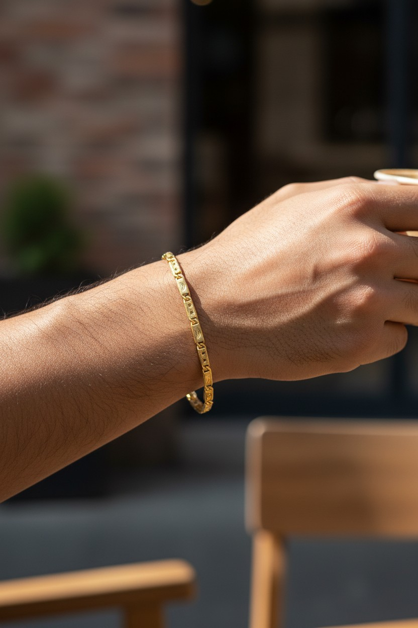 CELESTIAL LINK MICRO GOLD PLATED BRACELET FOR MEN | PREMIUM BRASS LINK BRACELET