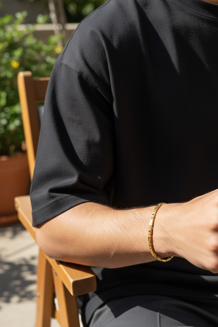 MONARCH DIAMOND LINK MICRO GOLD PLATED BRACELET FOR MEN | PREMIUM BRASS LINK BRACELET
