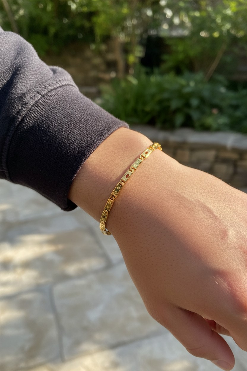 TITANIUM BLOCK MICRO GOLD PLATED BRACELET FOR MEN | PREMIUM BRASS MEN'S BRACELET