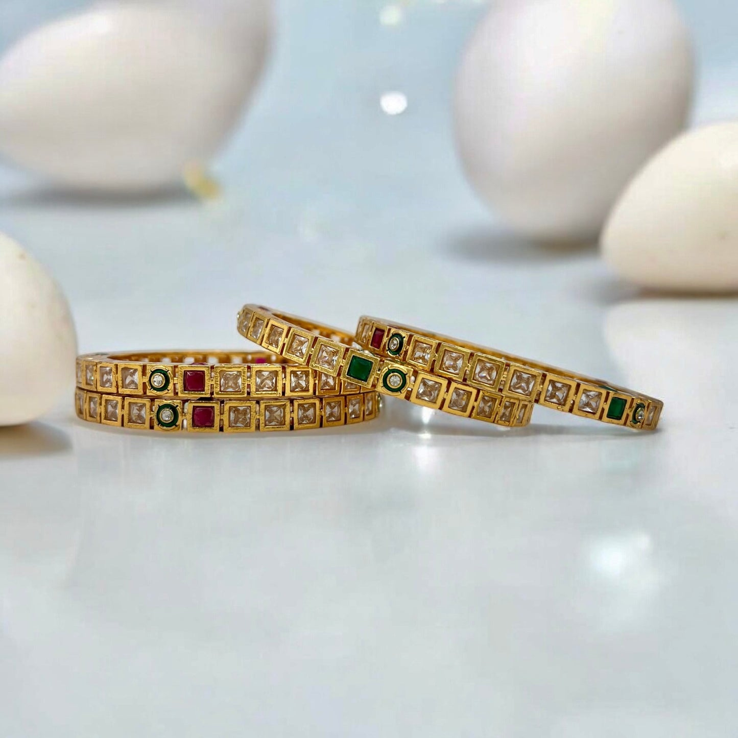 ISHITA SQUARE KUNDAN RAJWADI BANGLES