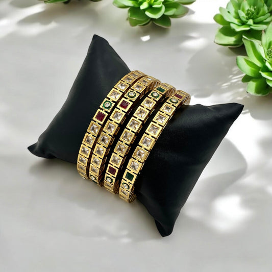 ISHITA SQUARE KUNDAN RAJWADI BANGLES