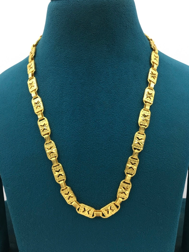 ROYAL MONARCH BLOCK GOLD 20 INCH MEN’S CHAIN