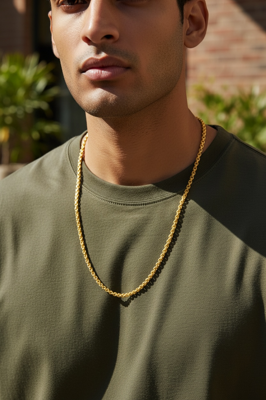 PREMIUM ROPE BRAID GOLD FINISH MEN’S CHAIN