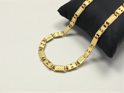 IMPERIAL CARVED LINK GOLD 20 INCH MEN'S CHAIN