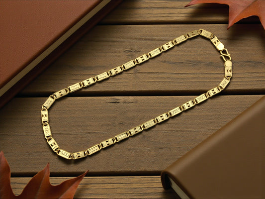 IMPERIAL CARVED LINK GOLD 20 INCH MEN'S CHAIN