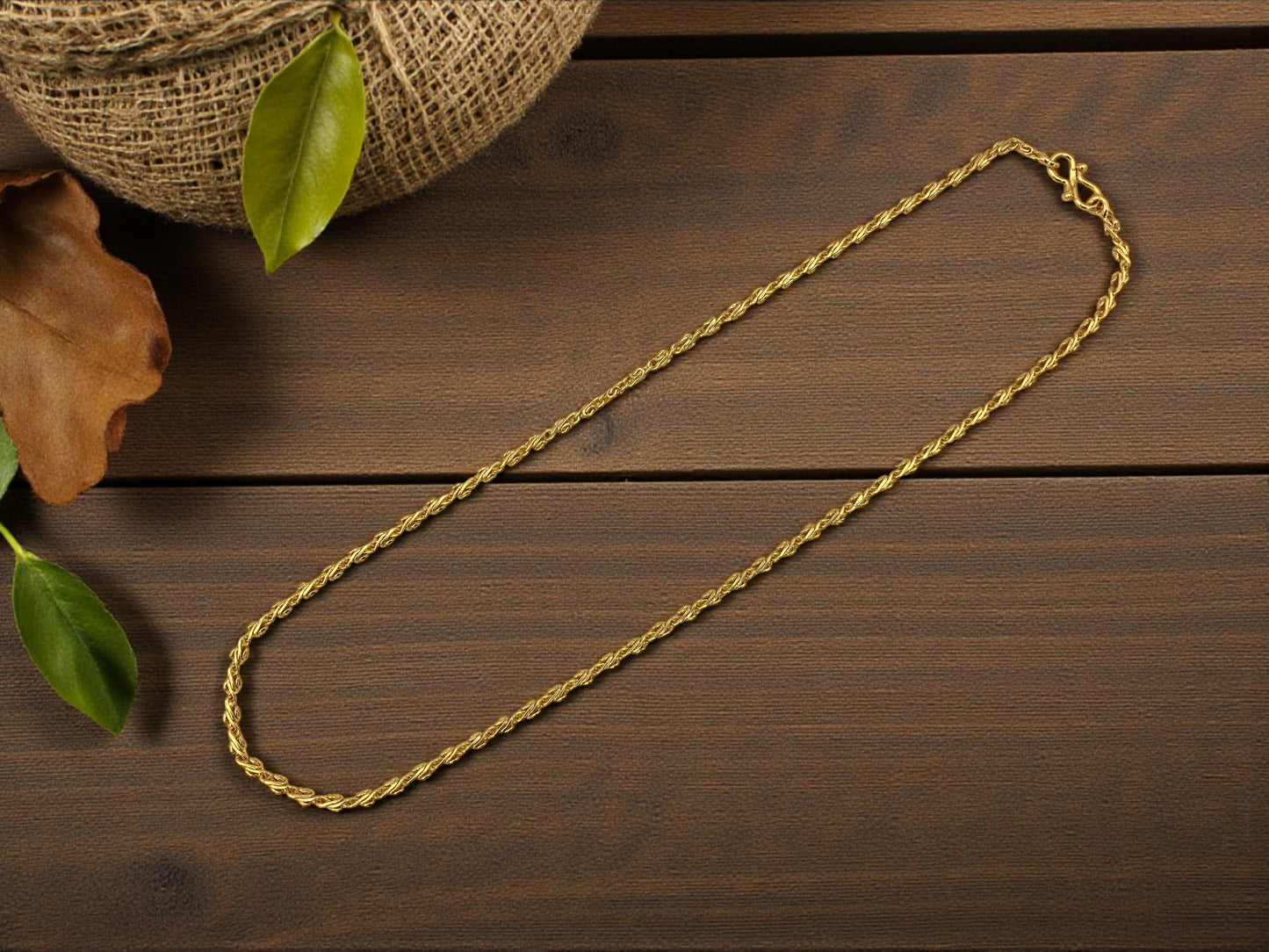 TWISTED ROPE PARTY-LUXE GOLD 18 INCH MEN'S CHAIN