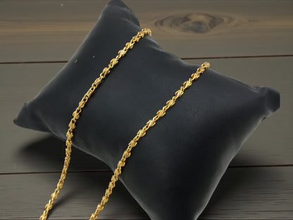TWISTED ROPE PARTY-LUXE GOLD 18 INCH MEN'S CHAIN