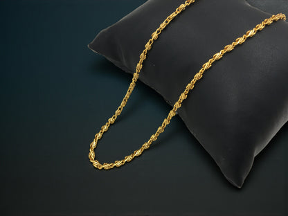 TWISTED ROPE PARTY-LUXE GOLD 18 INCH MEN'S CHAIN