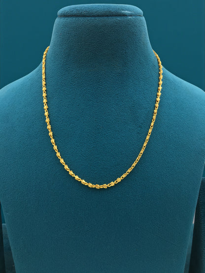 TWISTED ROPE PARTY-LUXE GOLD 18 INCH MEN'S CHAIN