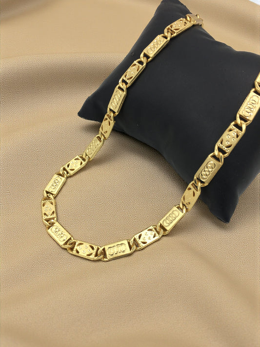 REGAL ETCHED LINK GOLD 20 INCH MEN'S CHAIN