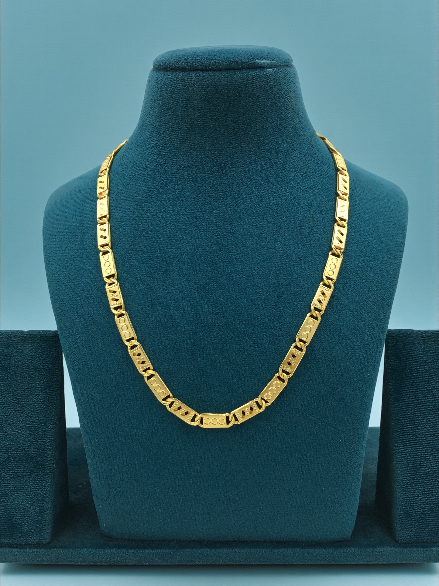 GEOMETRIC EMBOSSED LINK GOLD 20 INCH MEN'S CHAIN