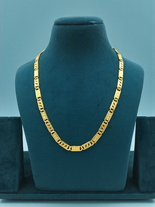 GEOMETRIC EMBOSSED LINK GOLD 20 INCH MEN'S CHAIN