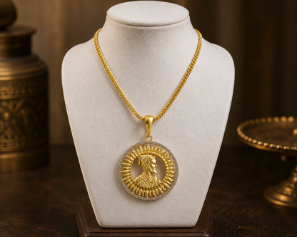 CHHATRAPATI SHIVAJI MAHARAJ MICRO GOLD PLATED MEN’S CHAIN PENDANT