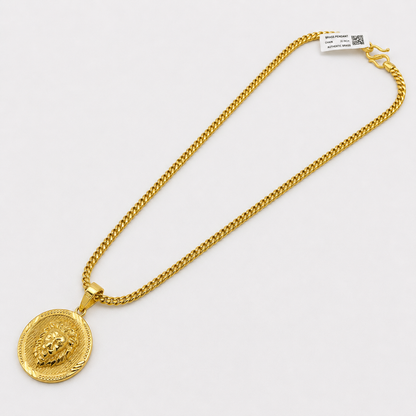 LION FACE MICRO GOLD PLATED MEN’S CHAIN PENDANT