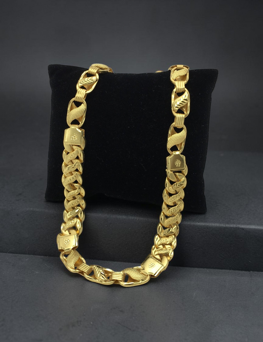 ROYAL CUBAN DESIGNER MICRO GOLD PLATED CHAIN FOR MEN