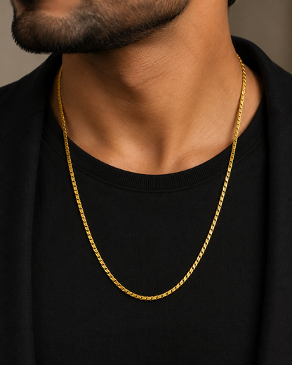 AURIC NAKSH MICRO GOLD PLATED GOLD CHAIN FOR MEN | PREMIUM BRASS MEN'S CHAIN
