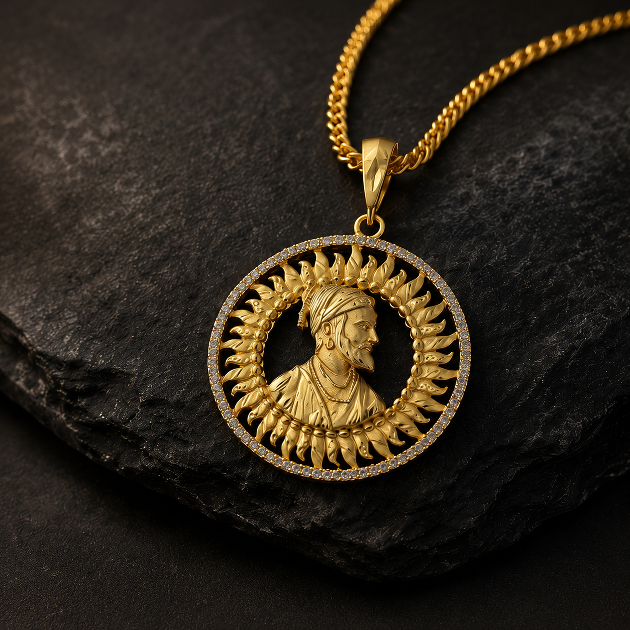 CHHATRAPATI SHIVAJI MAHARAJ MICRO GOLD PLATED MEN’S CHAIN PENDANT