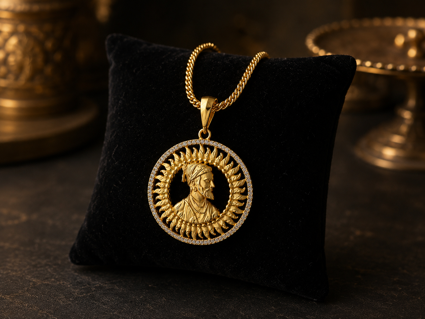 CHHATRAPATI SHIVAJI MAHARAJ MICRO GOLD PLATED MEN’S CHAIN PENDANT
