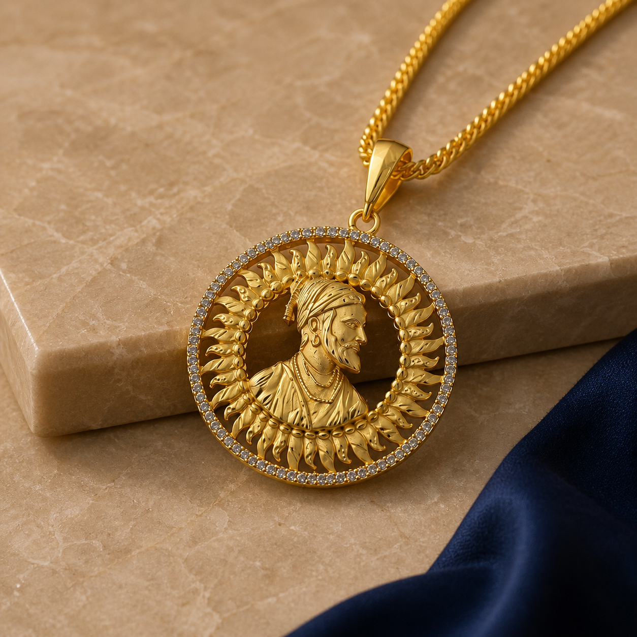 CHHATRAPATI SHIVAJI MAHARAJ MICRO GOLD PLATED MEN’S CHAIN PENDANT