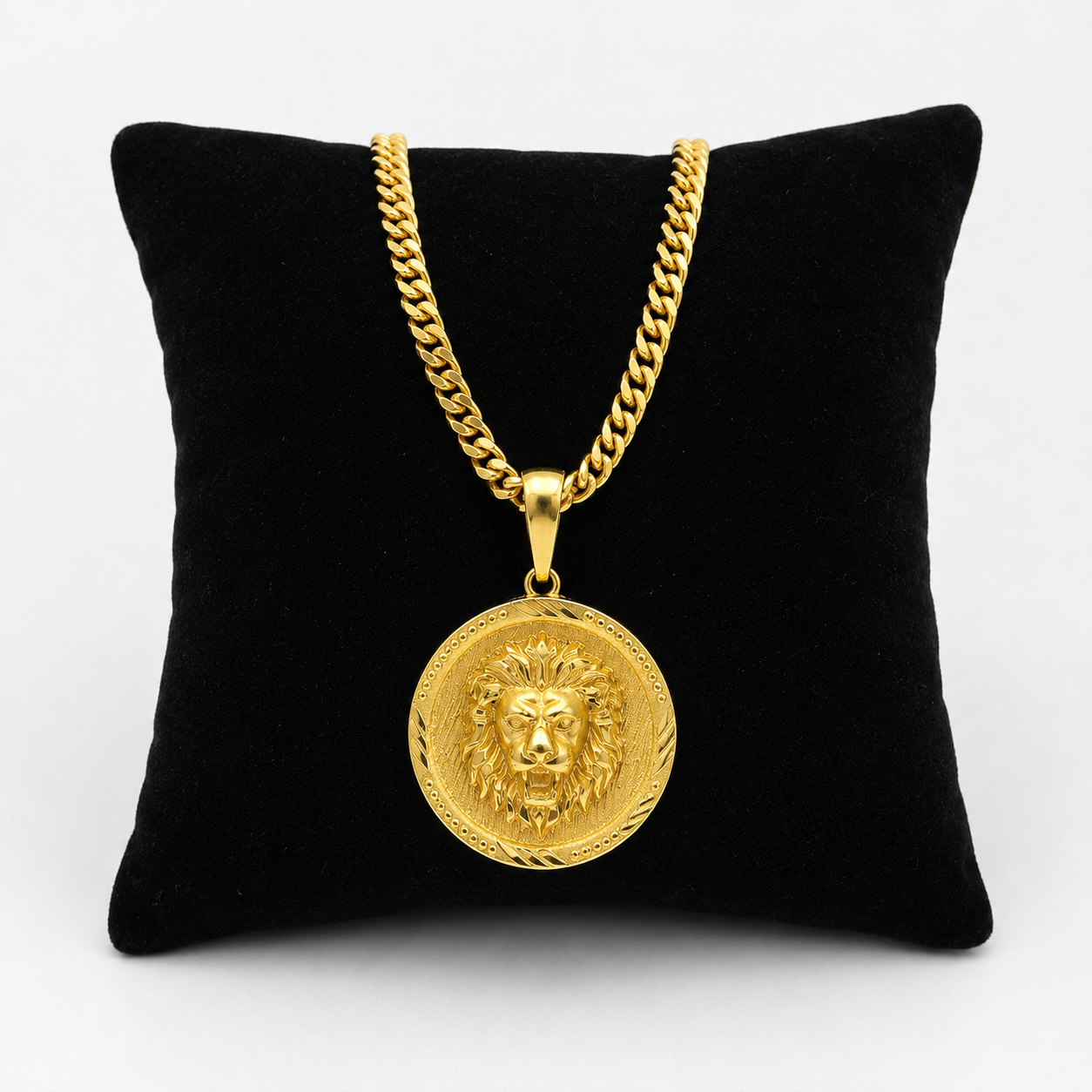 LION FACE MICRO GOLD PLATED MEN’S CHAIN PENDANT