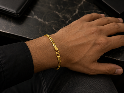 AURIC CUBAN LINK MICRO GOLD PLATED BRACELET FOR MEN | PREMIUM BRASS CUBAN LINK BRACELET
