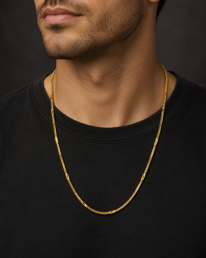 AURIC LINEA MICRO GOLD PLATED GOLD CHAIN FOR MEN | PREMIUM BRASS MEN'S CHAIN