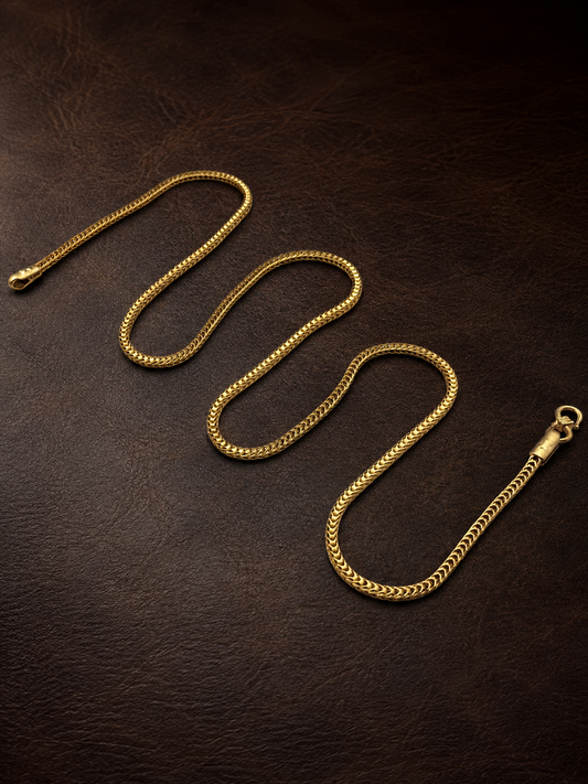 AURIC CHEVRON MICRO GOLD PLATED GOLD CHAIN FOR MEN | PREMIUM BRASS MEN'S CHAIN