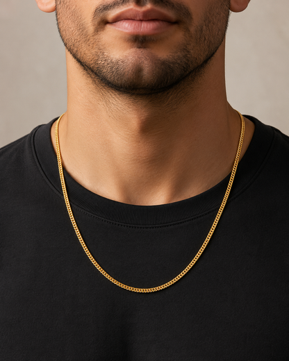 AURIC CHEVRON MICRO GOLD PLATED GOLD CHAIN FOR MEN | PREMIUM BRASS MEN'S CHAIN