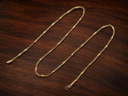 AURIC BOX LINK MICRO GOLD PLATED GOLD CHAIN FOR MEN | PREMIUM BRASS BOX CHAIN