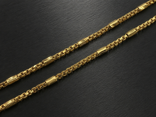 AURIC BOX LINK MICRO GOLD PLATED GOLD CHAIN FOR MEN | PREMIUM BRASS BOX CHAIN