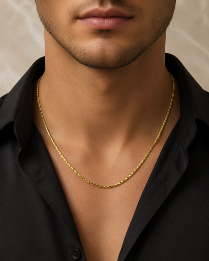 ELITE OVAL LINK MICRO GOLD PLATED GOLD CHAIN FOR MEN | PREMIUM BRASS OVAL LINK CHAIN