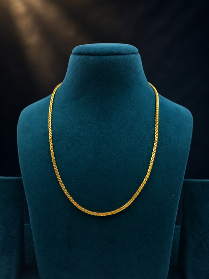 ELITE WHEAT LINK MICRO GOLD PLATED GOLD CHAIN FOR MEN | PREMIUM BRASS WHEAT CHAIN