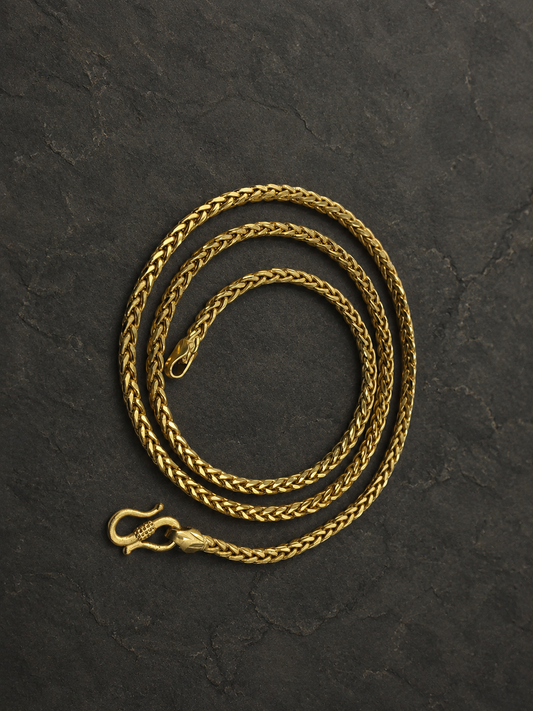 ELITE WHEAT LINK MICRO GOLD PLATED GOLD CHAIN FOR MEN | PREMIUM BRASS WHEAT CHAIN