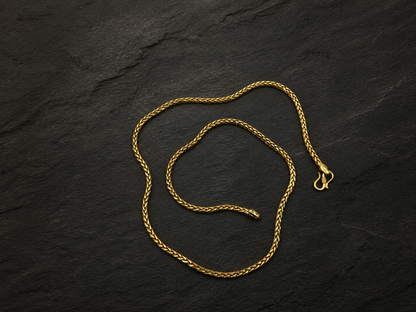 ELITE WHEAT LINK MICRO GOLD PLATED GOLD CHAIN FOR MEN | PREMIUM BRASS WHEAT CHAIN