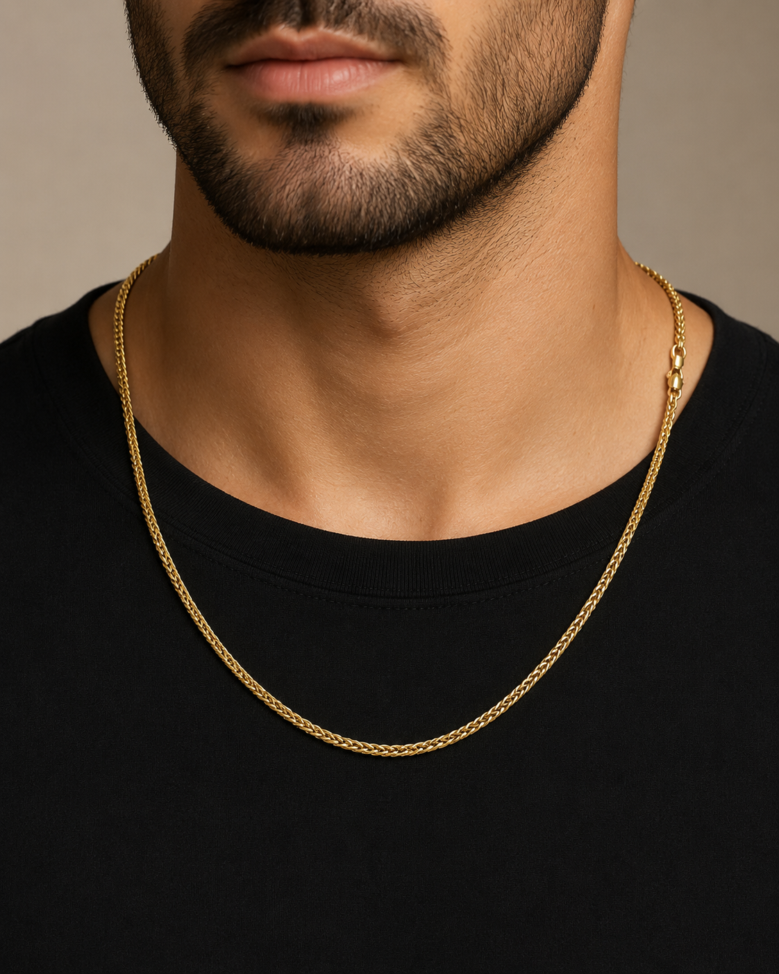ELITE WHEAT LINK MICRO GOLD PLATED GOLD CHAIN FOR MEN | PREMIUM BRASS WHEAT CHAIN