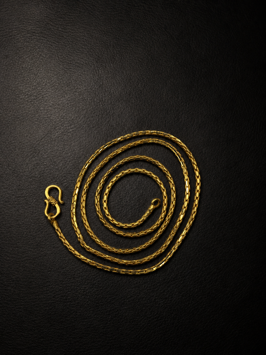 CROWN BRAID MICRO GOLD PLATED GOLD CHAIN FOR MEN | PREMIUM BRASS BRAIDED CHAIN