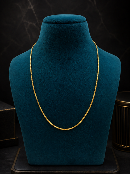 CROWN BRAID MICRO GOLD PLATED GOLD CHAIN FOR MEN | PREMIUM BRASS BRAIDED CHAIN