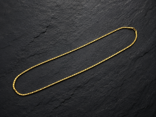 ROYAL GRID MICRO GOLD PLATED GOLD CHAIN FOR MEN | PREMIUM BRASS GRID LINK CHAIN