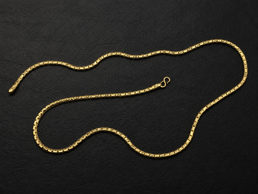 ROYAL GRID MICRO GOLD PLATED GOLD CHAIN FOR MEN | PREMIUM BRASS GRID LINK CHAIN
