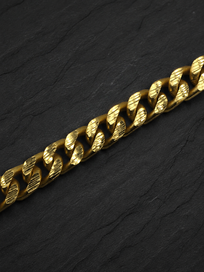 AURIC BOLD CUBAN LINK MICRO GOLD PLATED BRACELET FOR MEN | PREMIUM BRASS CUBAN LINK BRACELET