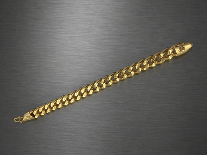 AURIC BOLD CUBAN LINK MICRO GOLD PLATED BRACELET FOR MEN | PREMIUM BRASS CUBAN LINK BRACELET