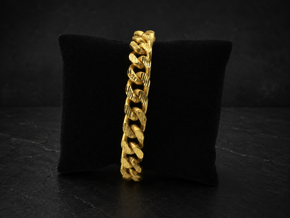 AURIC BOLD CUBAN LINK MICRO GOLD PLATED BRACELET FOR MEN | PREMIUM BRASS CUBAN LINK BRACELET
