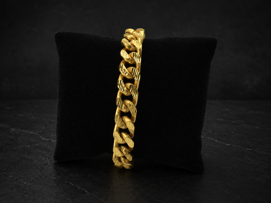 AURIC BOLD CUBAN LINK MICRO GOLD PLATED BRACELET FOR MEN | PREMIUM BRASS CUBAN LINK BRACELET