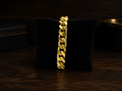 AURIC BOLD CUBAN LINK MICRO GOLD PLATED BRACELET FOR MEN | PREMIUM BRASS CUBAN LINK BRACELET